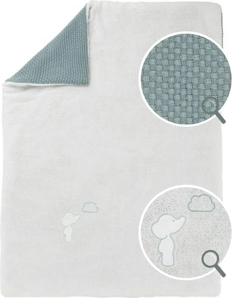 Couverture bébé Axel & Luna Nattou blanc gris 75x100 double face