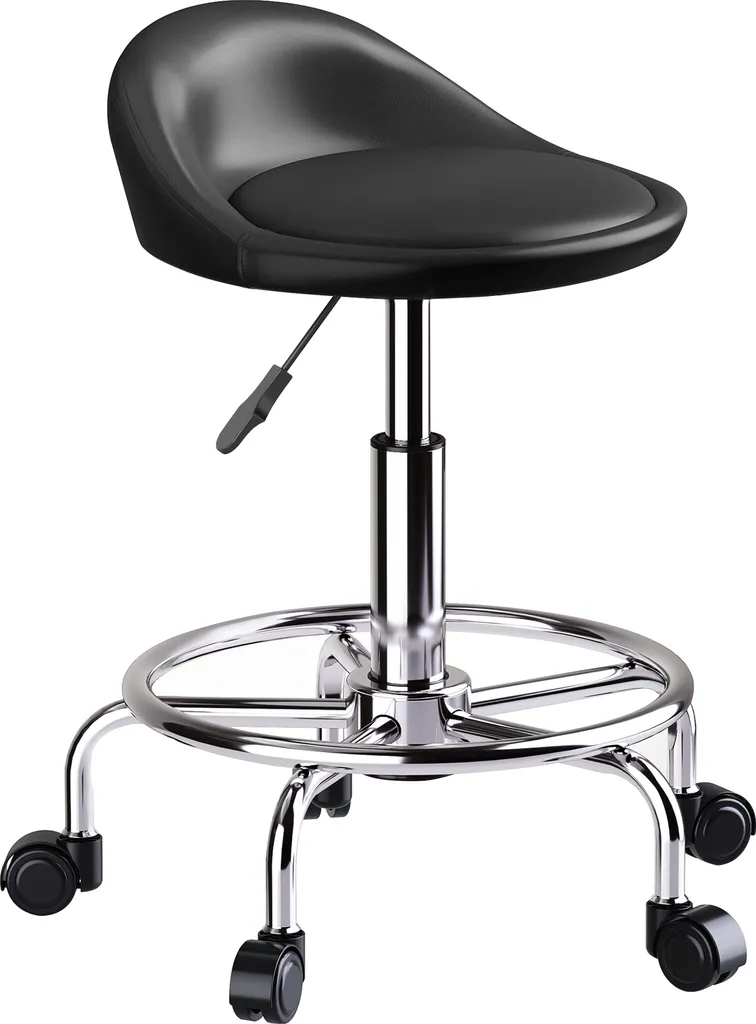 Tabouret de travail pivotant réglable 59-75 cm avec dossier design