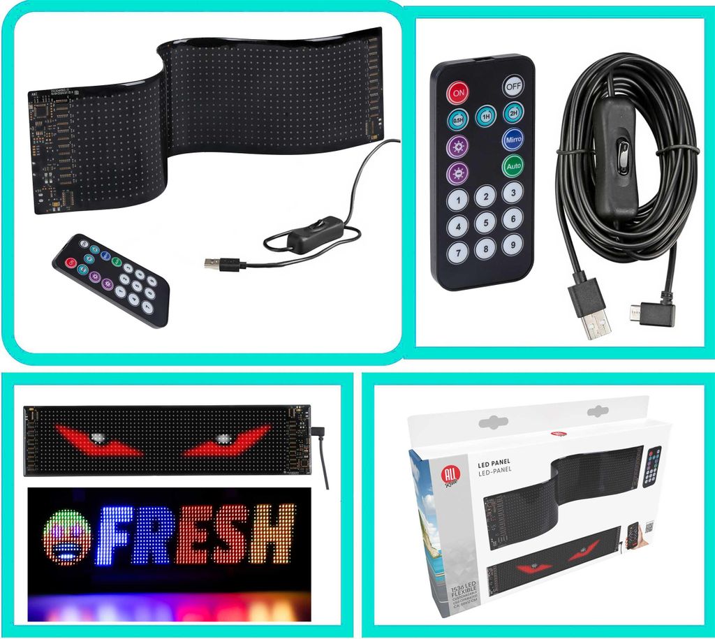 Devil's Eye für LKW, Programmierbare Flexible LED-Panel (L ca. 59 cm) mit 1536 LEDs, vielen beweglichen Abbildungen, u.a. ca. 500 Teufelsaugen Bed...