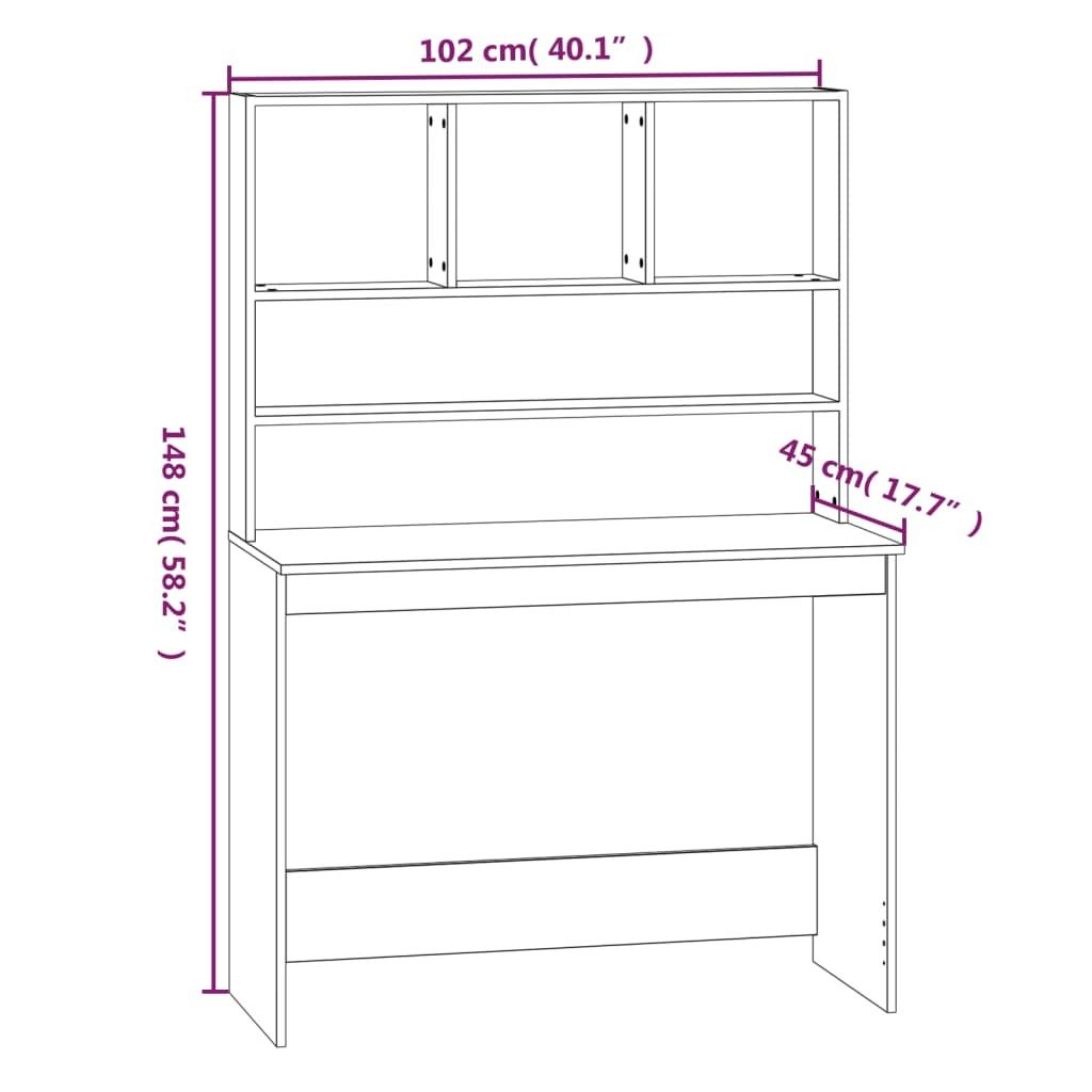 Schreibtisch mit Regal Weiß 102x45x148 cm Holzwerkstoff Produktbild 8