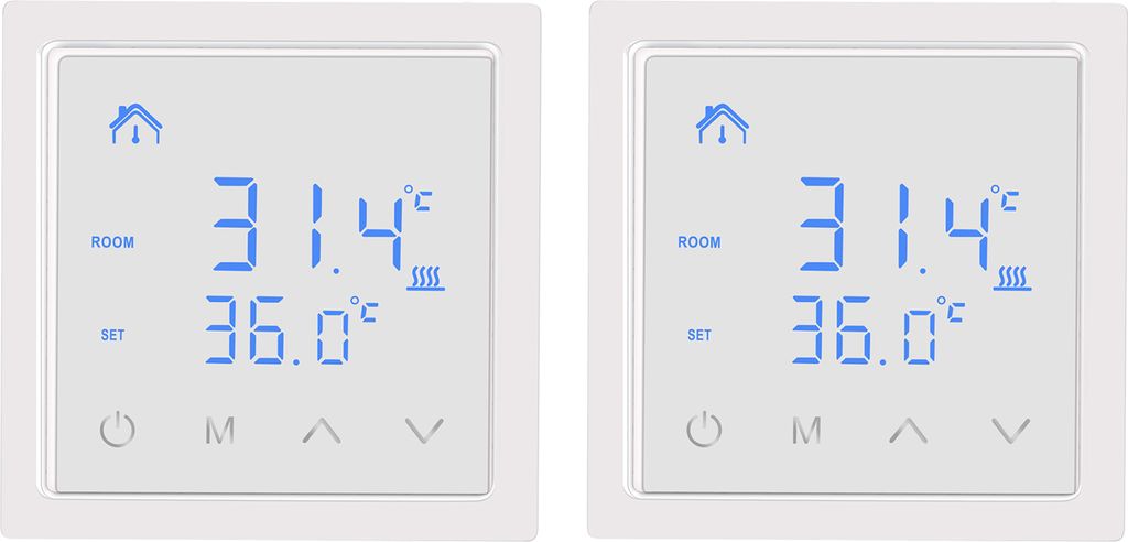2X Smart Thermostat 16A Raumthermostat elektrische Heizungssteuerung Fußbodenheizung, mit LED-Touchscreen, für zu Hause Büros Einkaufszentren Ho...