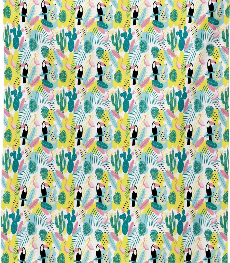 ABAKUHAUS Pappagallo Tovaglia, Pappagalli esotici Tropic, Rettangolare per Sala da Pranzo e Cucina, 140 cm x 170 cm, Multicolore