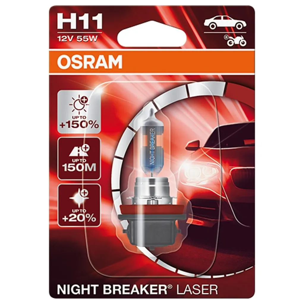 OSRAM LASER NOTTURNO H11 PGJ19-2 12 V/55 W (1er Blister)