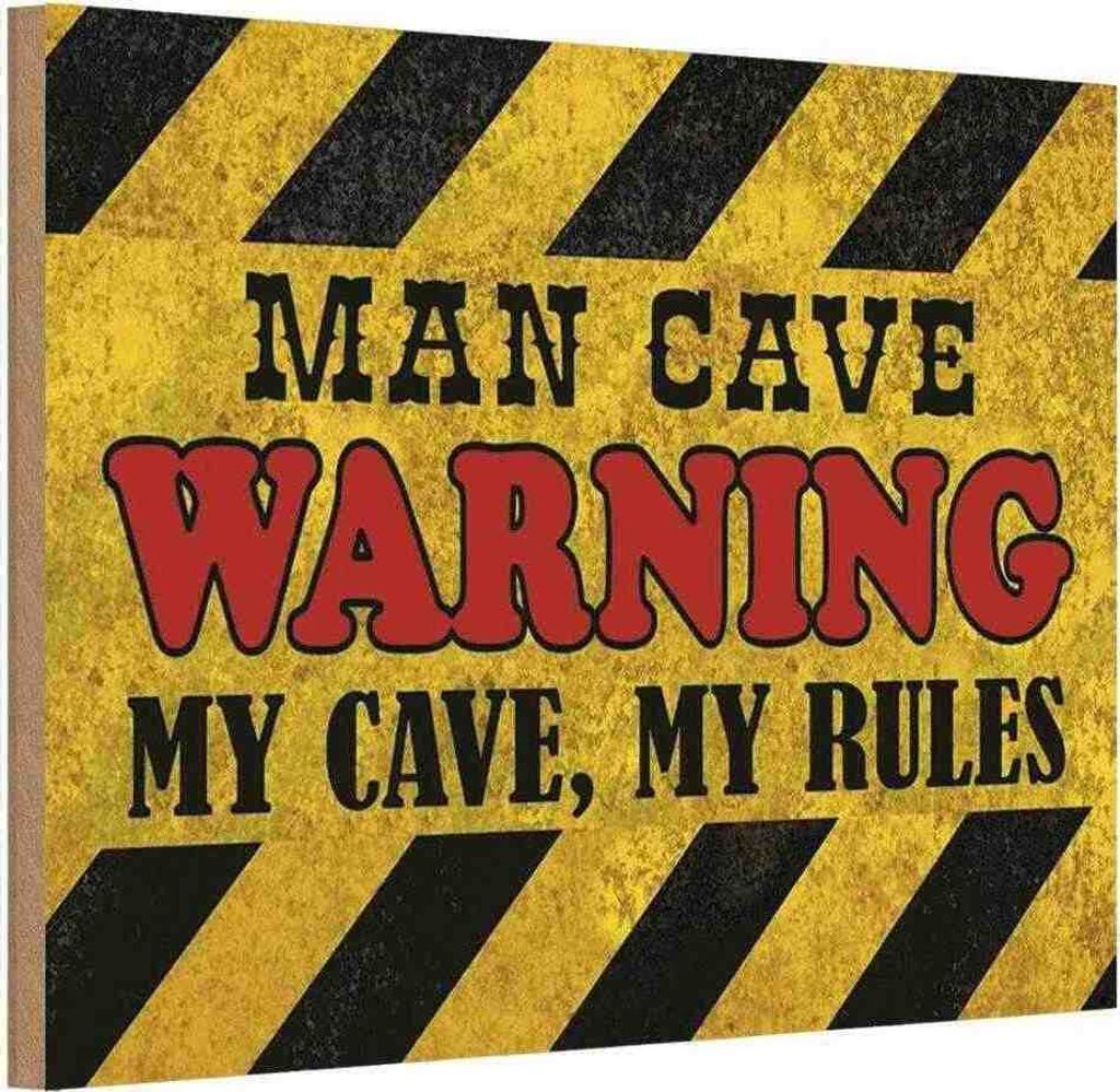 vianmo Holzschild 12x18 cm man cave warning my rules Dekoration