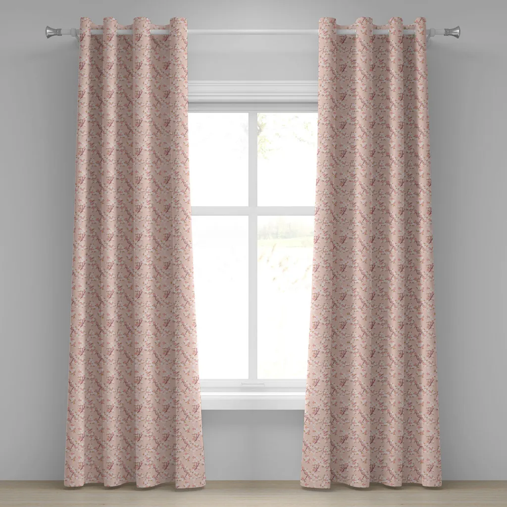 Rideau de Salon Sakura pour Décoration Japonaise Zen 280x245 cm Pêche