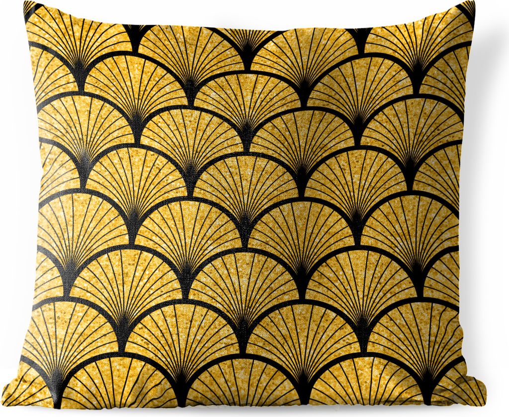 MuchoWow Outdoor Kissen - Muster - Art deco - Gold - Luxus - 50x50 cm - Wetterfest - Lounge Kissen - Komfortabel - Kissen mit Bild
