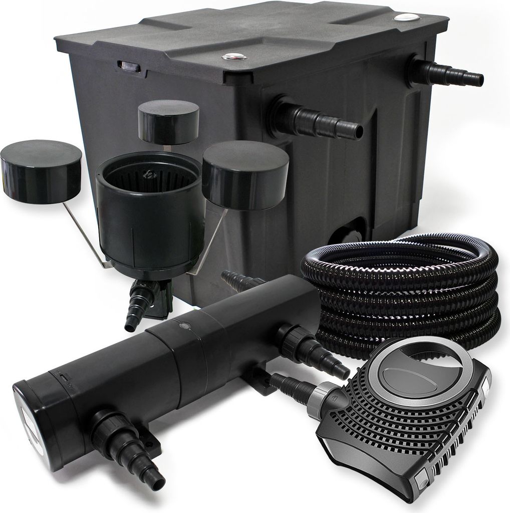 Wiltec Komplettset: CBF-350 Teichfilter bis 12000 L Teichfilteranlage Durchlauffilter, NEO10000 Teichpumpe 10000l/h 80W, CUV-236 Teichklärer 36W, ...