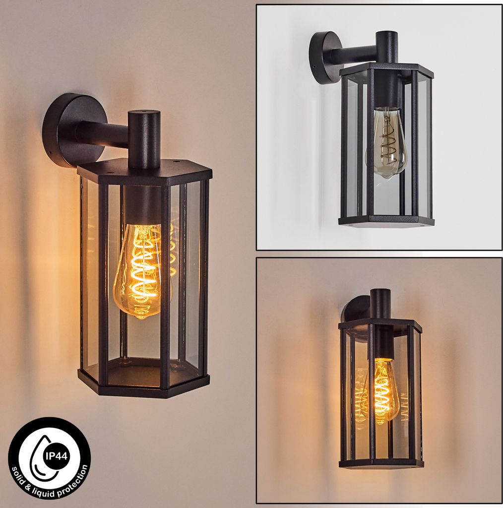 Atri Außenleuchte aus Metall/Glas in Schwarz