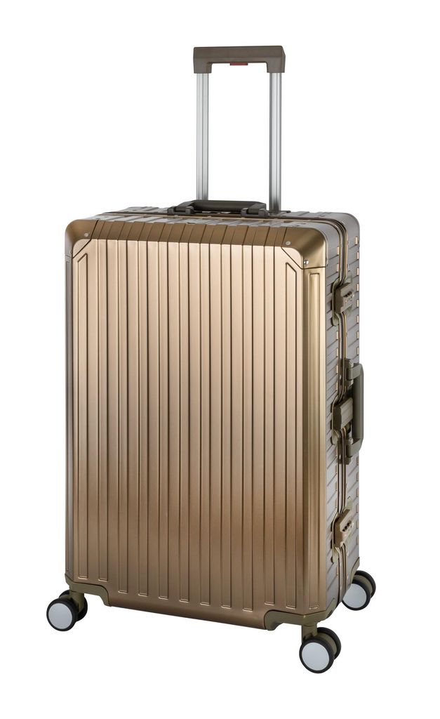 Travelhouse Tokyo Alu Reisekoffer Champagner L-72cm Hartschalenkoffer Reisetrolley Suitecase Trolley 2X TSA Zahlenschloss 4 Doppelräder 360° Roll...