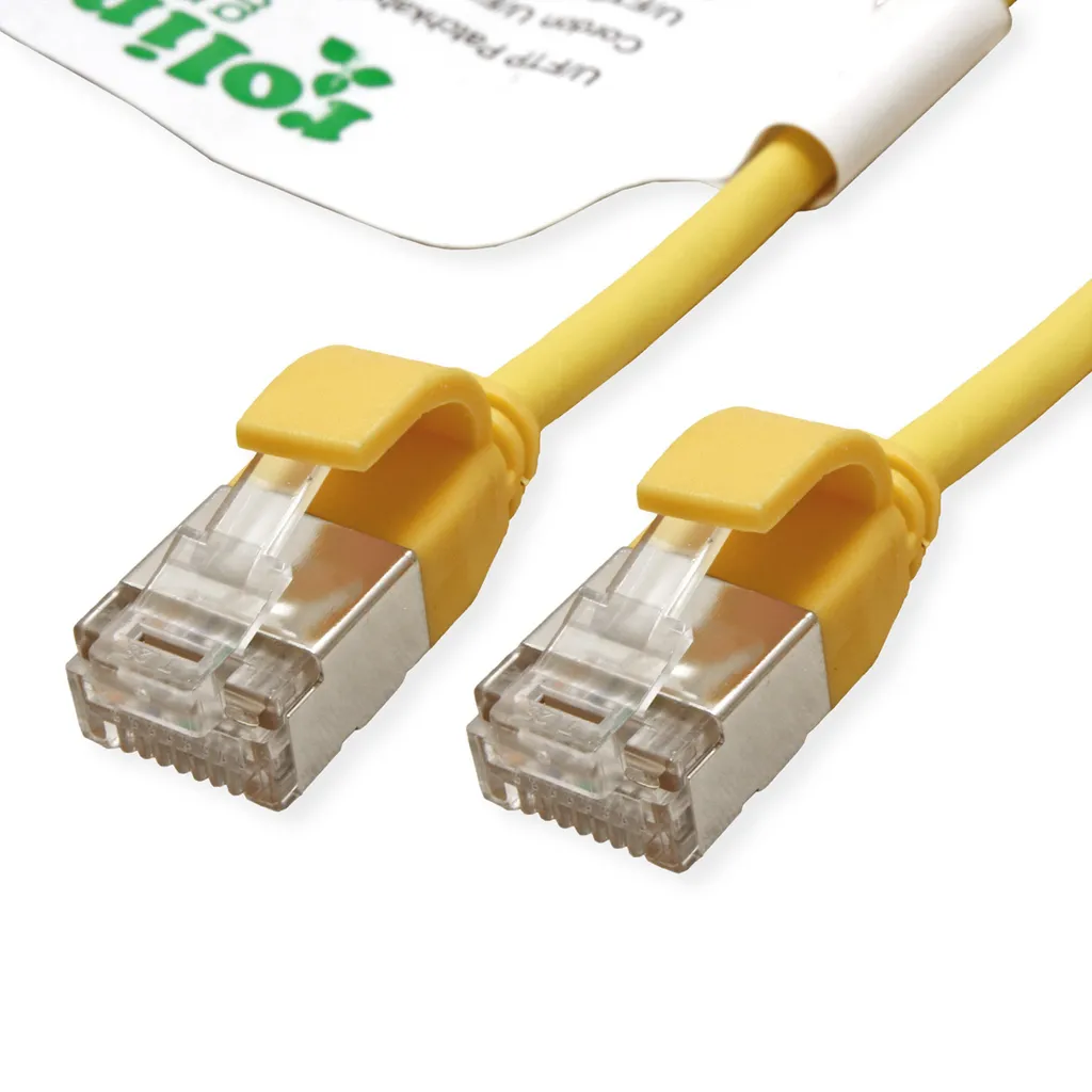 ROLINE GREEN U/FTP Patchkabel Cat.6A (Classe EA), LSOH, sottile, gelb, 1 m