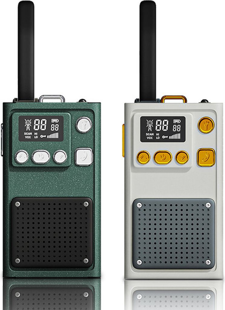 (2 Stück,Grün Weiß )Walkie Talkie Funkgeräte Tragbar Handfunkgerät mit Taschenlampe VOX für Camping Spielen Fahrrad Reisen Geschenk
