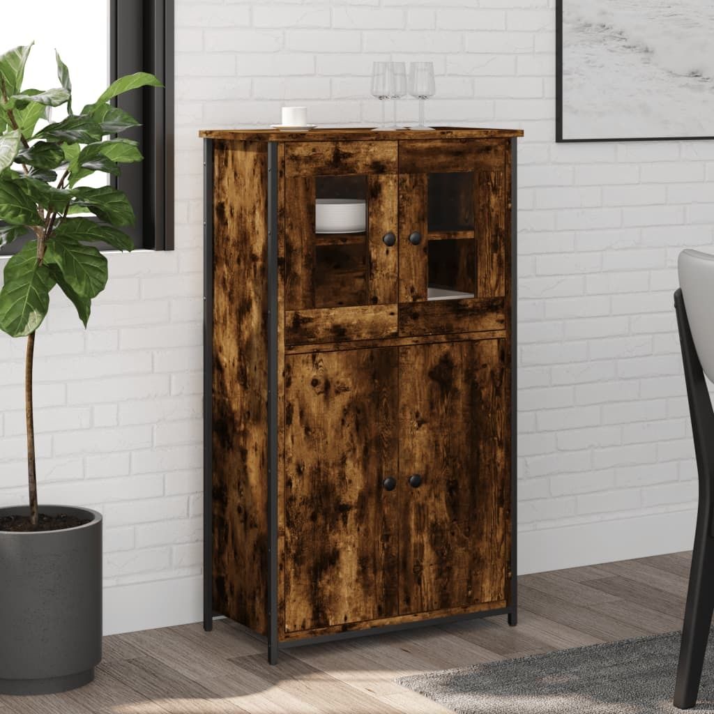 "2026 Promotion" Highboard/Vitrine/Beistellschrank - Räuchereiche 62x32x106,5 cm Holzwerkstoff - Kommoden CC29840