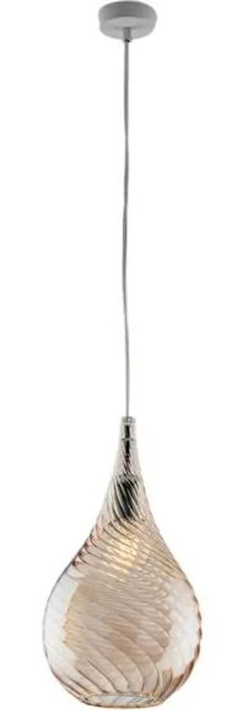 Suspension Design Verre Pyrex Ambré Résistant et Support Fer Noir