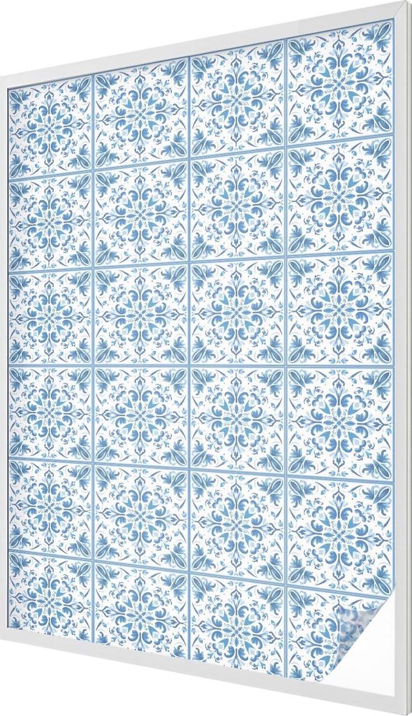 Buntglas Fensterfolie – 146x100 cm – Stained-Glass Design – blickdichte dekorative Sichtschutzfolie – selbstklebend, UV-Schutz – Blumensc...