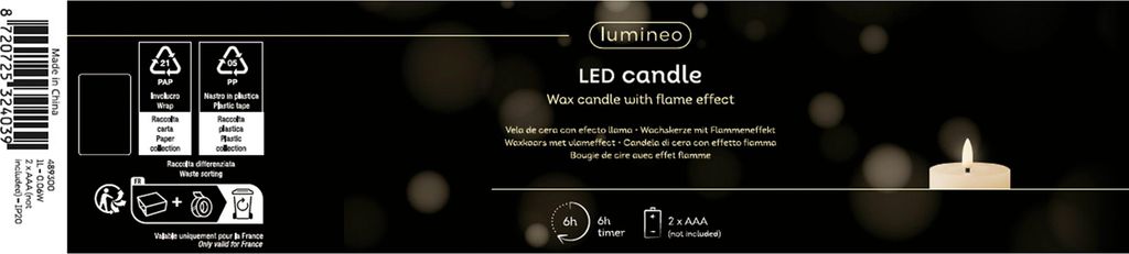 LED Kerze mit Timerfunktion 7x15cm Wachs Rustik Silber Warmweiß