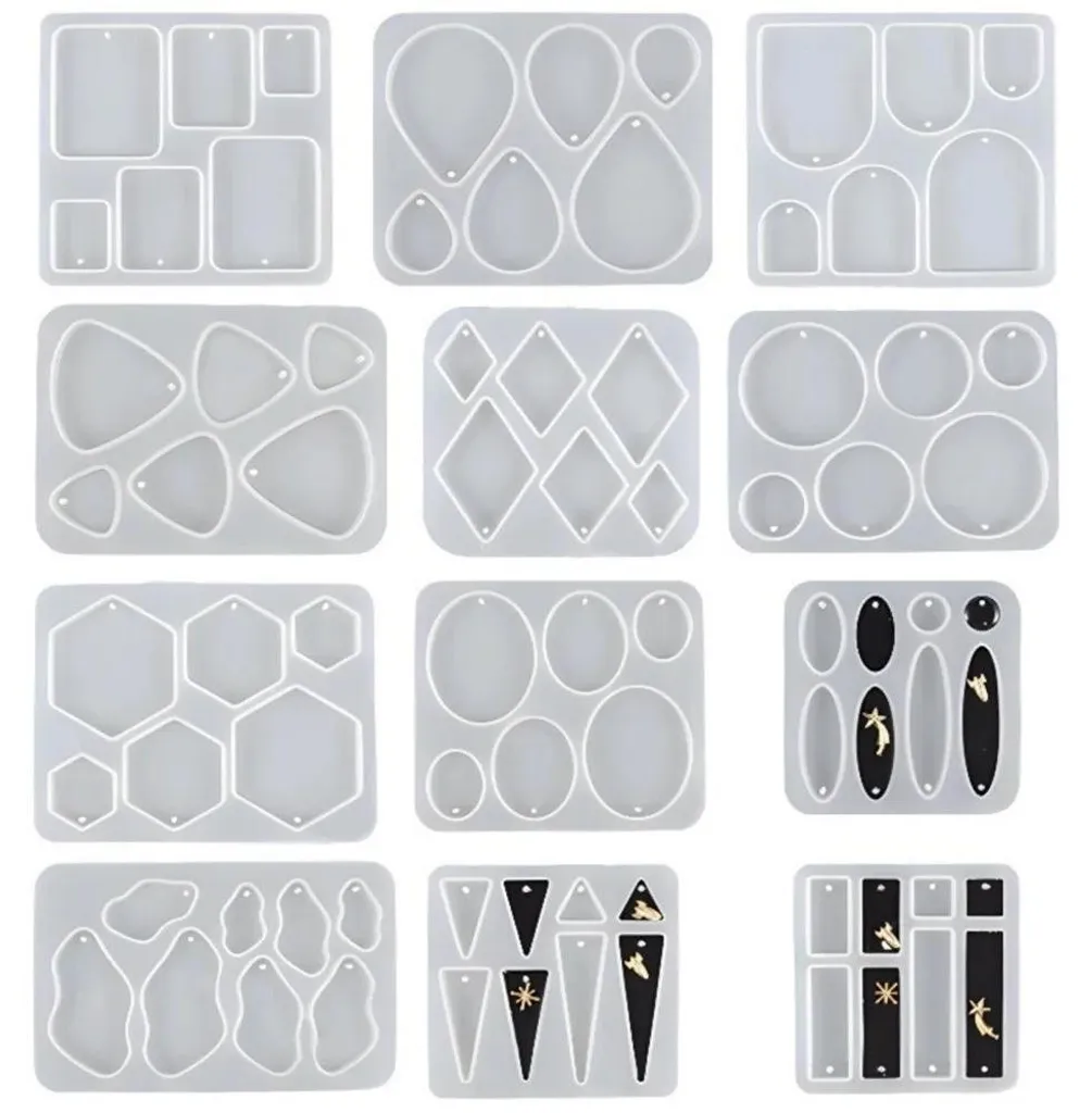 Moules silicone souple motifs floraux pour résine époxy - Lot 12 pièces