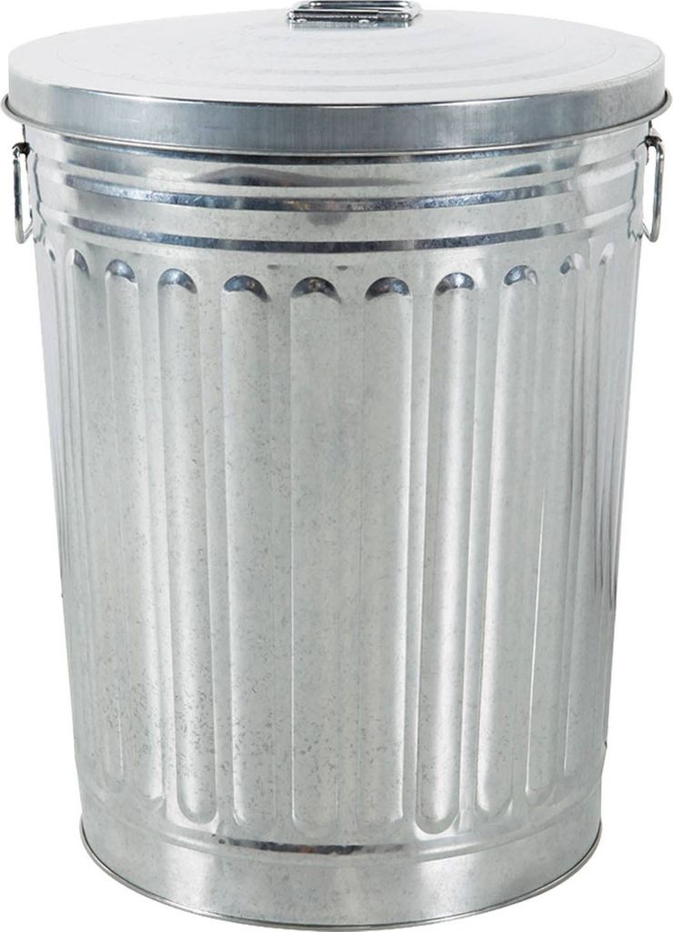 Zink Abfalleimer mit Deckel 58 Liter Silber Outdoor Garten Mülleimer Tonne Mülltonne Zinktonne Abfalltonne