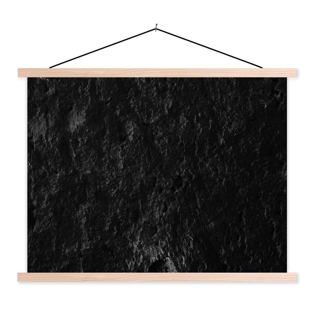 MuchoWow Textilposter Schwarz - Weiß - Höhle - Stein - Natur 120x90 cm mit holzfarbenen Rahmen - Magnetisch