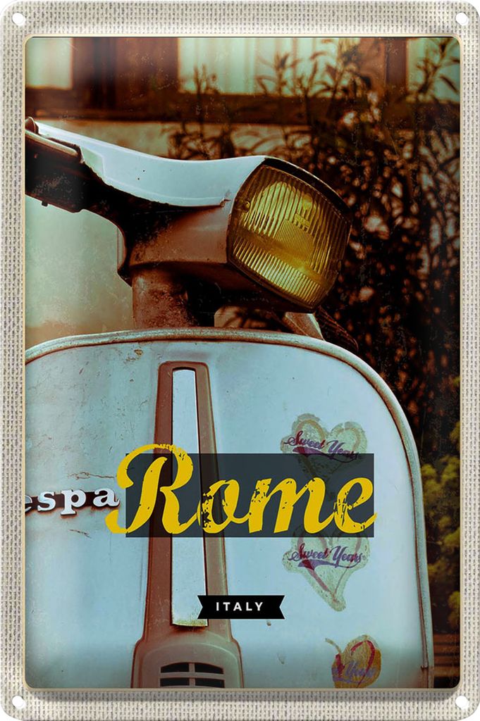 Blechschild Reise 18x12cm Rom Italien Reise Motor Panorama