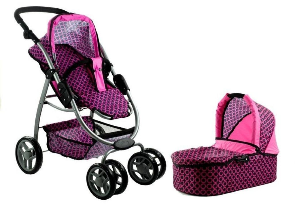 Leantoys Alice Puppenwagen – Kombimodell mit tiefem Korb, Buggysitz und Babywanne