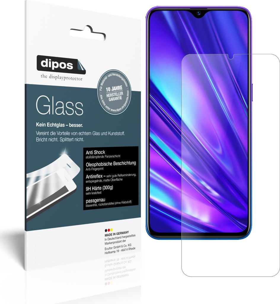 1x Schutzfolie für Oppo Realme 5 matt - Anti-Shock 9H Folie dipos Glass Kunststoffglas