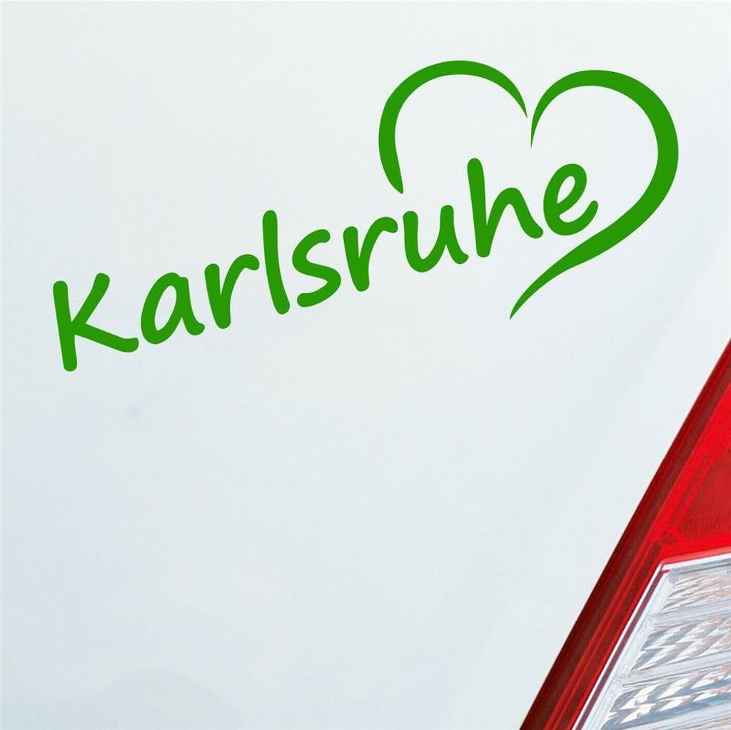 Auto Aufkleber Karlsruhe Herz Stadt City Liebe Love 19,5x8 cm Hellgrün Sticker Heckscheibenaufkleber