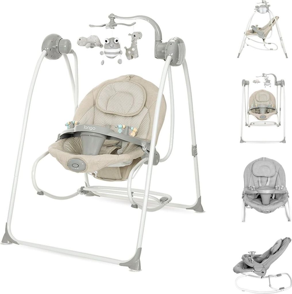 Lorelli Babywippe elektrisch Tango 2 in 1, Fernbedienung, MP3, Timer, Mobile braun