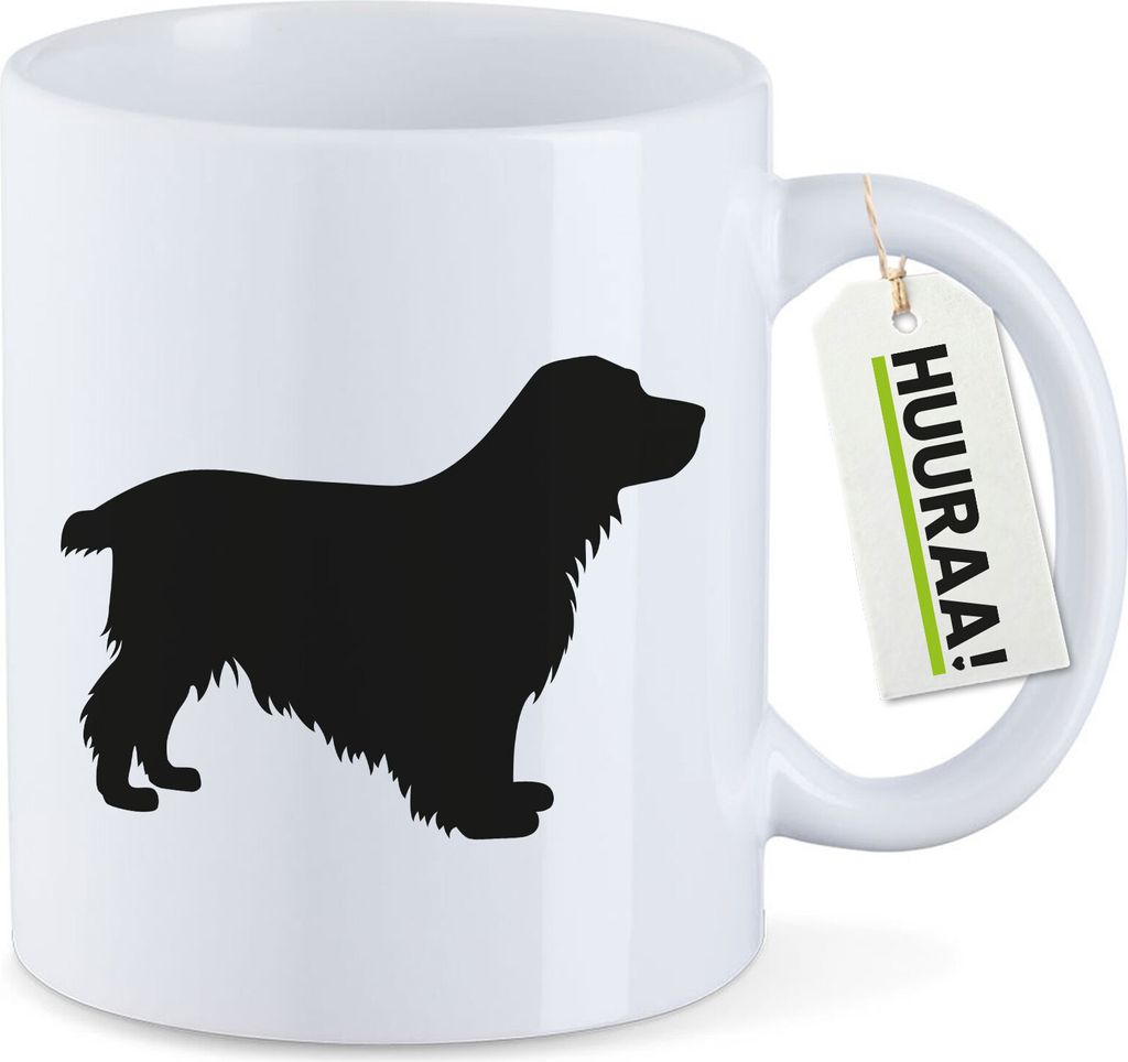 Huuraa Kaffeetasse English Cocker Spaniel Silhouette 330ml Weiß Keramik Kaffeebecher Geschenkidee