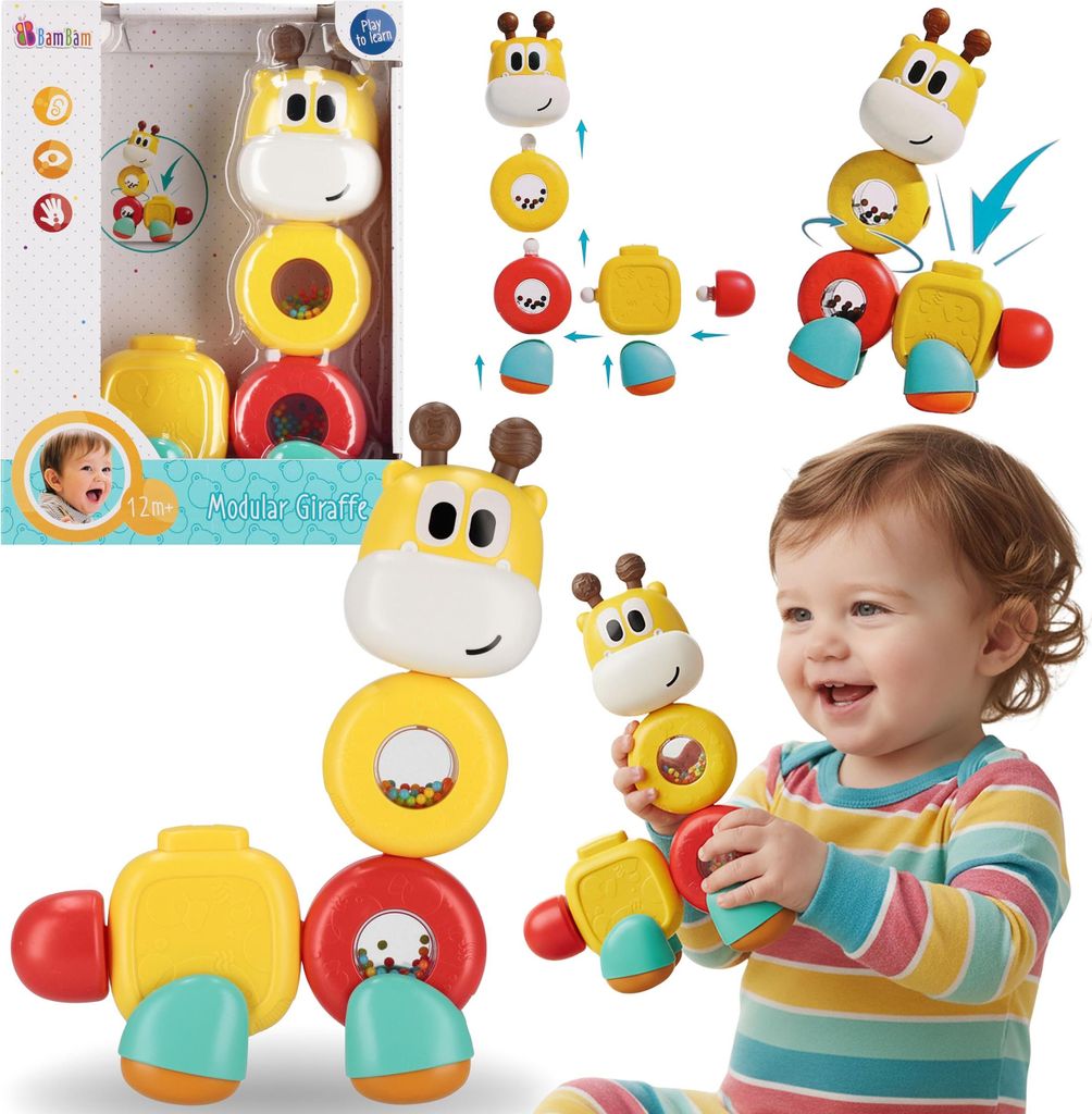 Bam Bam Steckspielzeug „Giraffe“ – kreatives Spielzeug für Kinder ab 12 Monaten