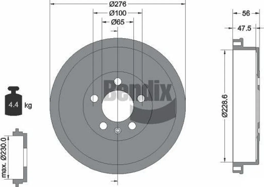 Tambour de Frein BENDIX Haute Résistance OE 6RU609617A BDM1148