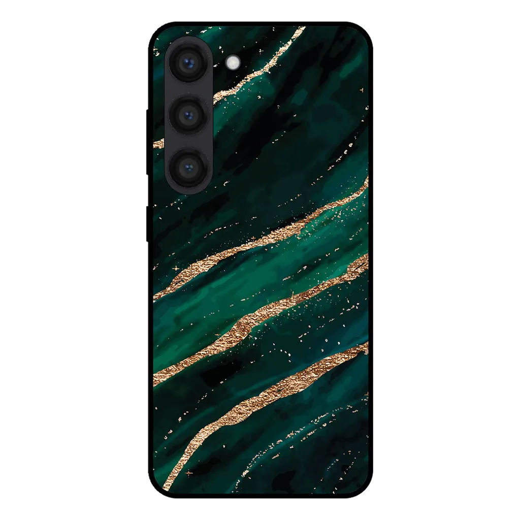 Smartphonica Custodia per Samsung Galaxy S23 con stampa in marmo - Custodia posteriore in TPU con design in marmo - Verde Oro