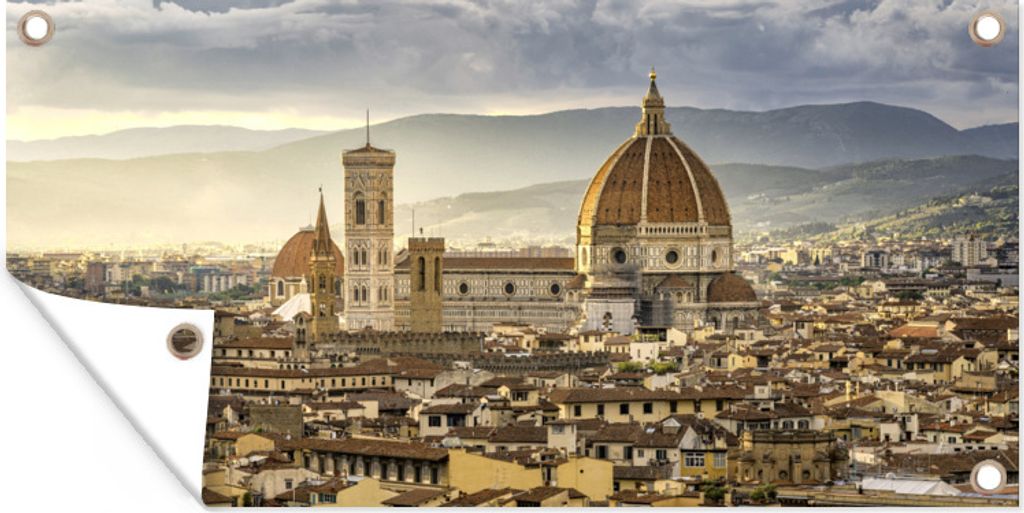 MuchoWow 160x80 cm Outdoor-Poster Gartendeko Sichtschutz Garten Poster für den Garten Italien - Sonnenuntergang - Florenz