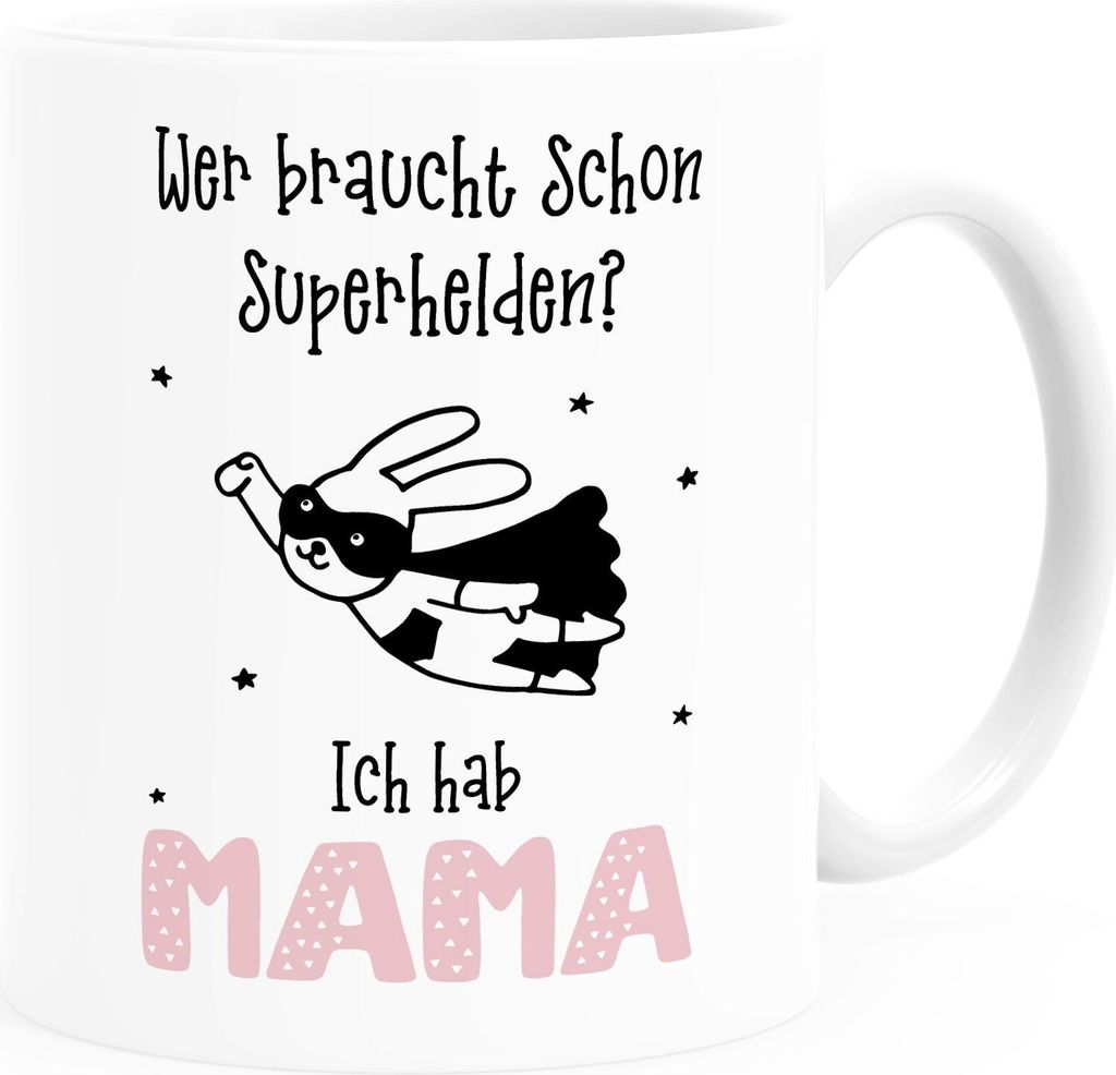 Tasse Wer braucht schon Superhelden ich hab Mama Papa Opa Oma Tasse personalisierbar Wunschname Wunschtext personalisierte Geschenke SpecialMe Ma...