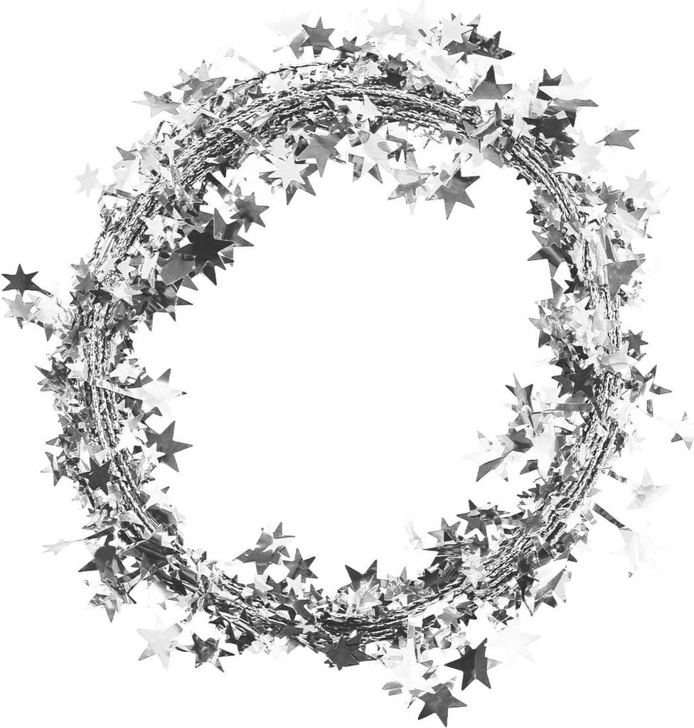 Oblique Unique Folien Girlande Stern Lametta Hängedeko Tisch Deko Geburtstag Weihnachten Silvester Party - silber