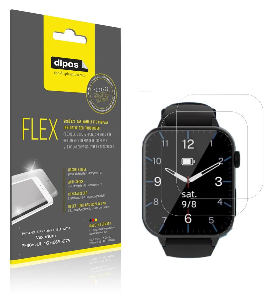 2x Schutzfolie für Vexorium PEIKVOUL 4G 66685975 Folie, 100% Displayabdeckung, dipos Flex
