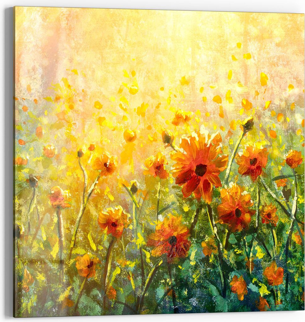 DEQORI Glasbild Echtglas 50x50 cm 'Blumenwiese im Produktbild 