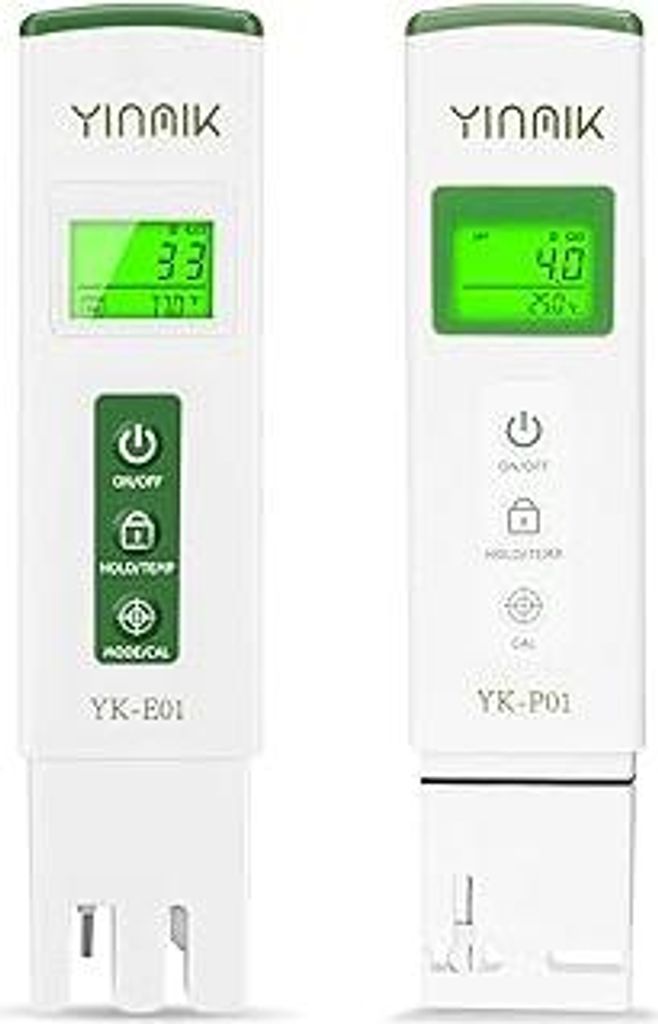 YINMIK Digitales pH Messgerät und TDS Tester Set, TDS EC mit Einem Horizontalen Bildschirm, ppm Messgerät Wasser, Pool pH wert Messgerät, TDS EC...