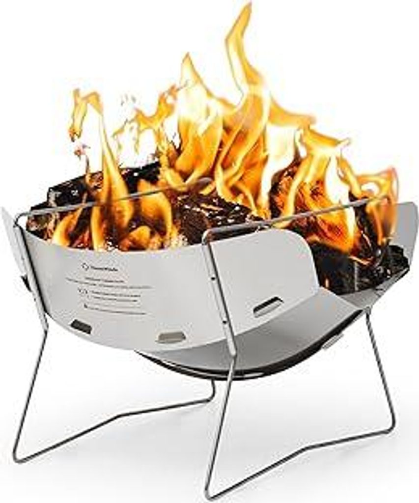 Thous Winds Faltbare Feuerschale Outdoor, mit Grillrost und Aufbewahrungstasche, Ultraleicht, Tragbare, Kompakt, Schnell Aufgebaut