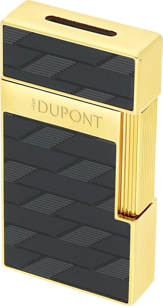 S.T. Dupont Feuerzeug Biggy Monogram schwarz/gold – Jetflamme – s Feuerzeug – unbefüllt – hochwertiges Geschenk – edles Design