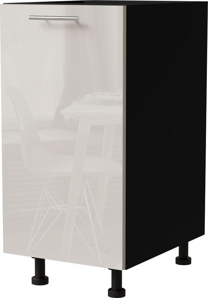 Küchenunterschrank BRERRA 40cm Korbauszug lackiert Farbe wählbar BR-D1D/40/kargo,RAL 9001 creme Hochglanz,schwarz