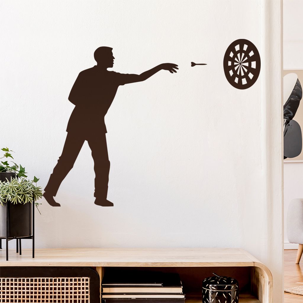 Darts Bullseye Spieler Figur Wandtattoo Wandaufkleber Wall Sticker - Dekoration, Küche, Wohnzimmer, Schlafzimmer, Badezimmer
