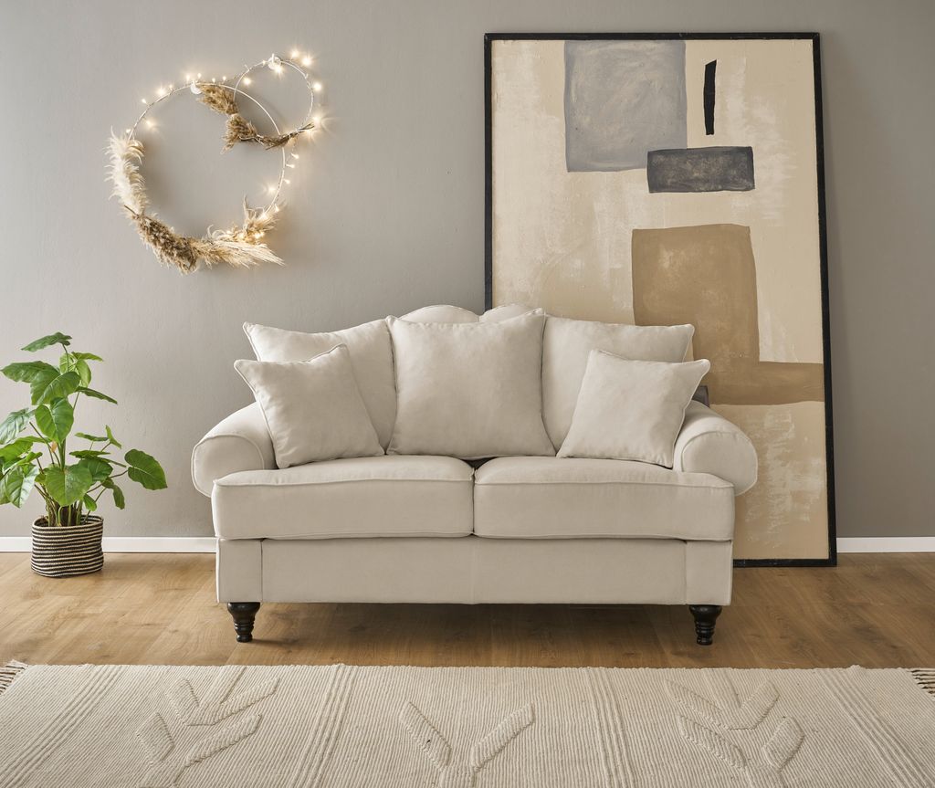 Sofa "Adelina" in beige Landhaus Couch 2-Sitzer 170 cm