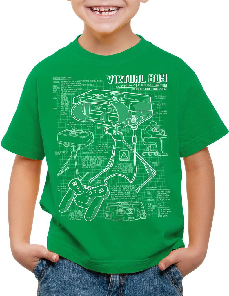 style3 Virtual Boy Blaupause Kinder T-Shirt 32-Bit videospiel controller