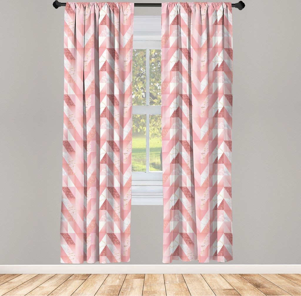 ABAKUHAUS Geometrisch Vorhänge, Gardinen, Modernes weibliches Muster mit verschiedenen Ornamenten Marmor Pastelldruck, 2 Stück 75 x 225 cm, , Pal...