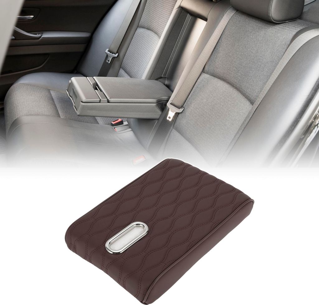 Center Console Kissen Pad 12.59"x8.66" Center Console Abdeckung Armlehne Sitzbox Abdeckung Kunstleder Kaffee