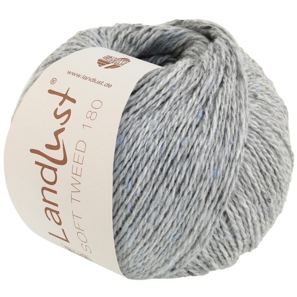 Lana Grossa Landlust Soft Tweed 180 klassisch verzwirntes Tweedgarn aus Schurwolle mit mehrfarbigen Noppen Farbe 117 - Hellgrau meliert