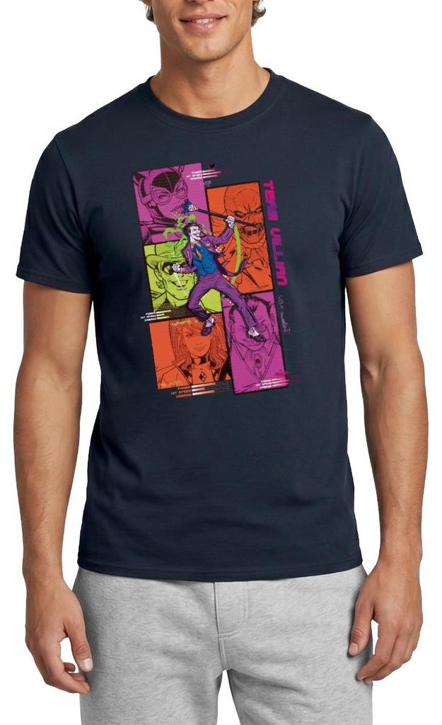 Spreadshirt Batman Team Villain Mit Joker Und Comic-Panels Männer T-Shirt, L, Navy
