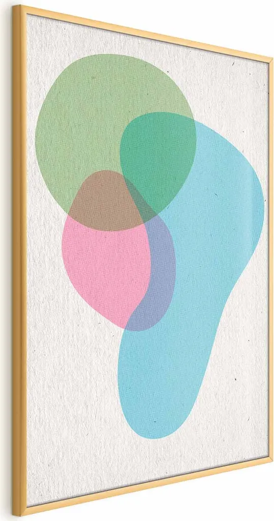 Poster Astratto 40x60 Macchie Colore con Elegante Cornice Oro