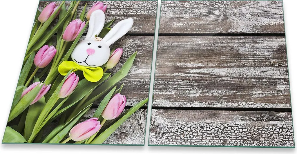 Piastra di copertura per piano cottura in ceramica 2 pezzi 2x40x52 fiori rosa copertura alzatina in vetro - 1