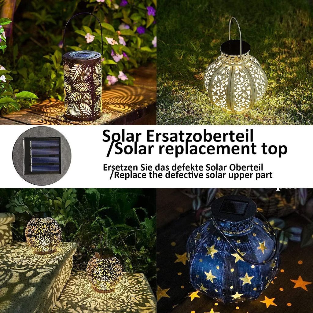 6 Stück Solarleuchten Ersatz Top Solarpanel Latern mit LED Produktbild 7